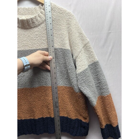 Thread And Supply Women’s Large Plush Striped Fuzzy Sweater Long Sleeve Pullover - Picture 3 of 7
